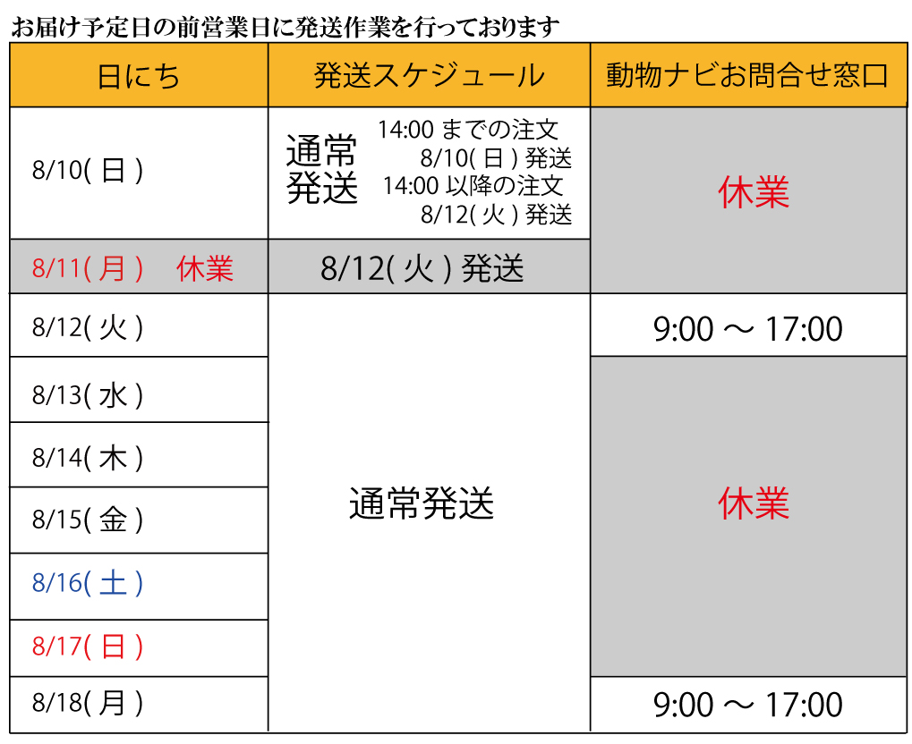 夏季休業のお知らせ